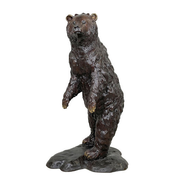 Bronze Standing Bear Garden Statue Large Black Puffed Sculptures